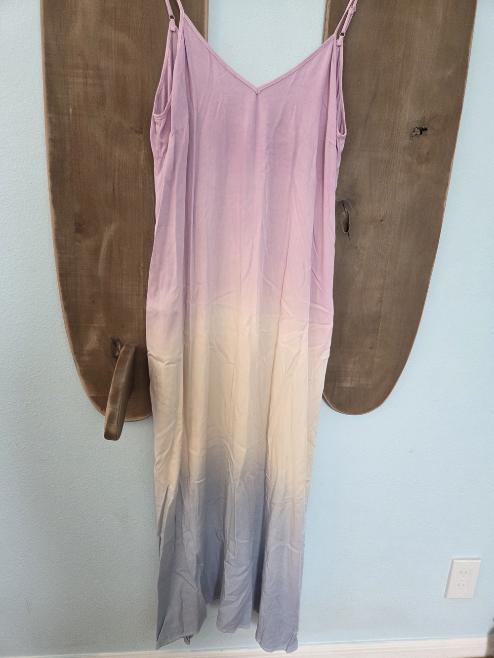 Hem & Thread Pink to Cream to Gray Ombre Maxi Dress